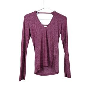Isabel Jaxon Junior Girls Small Shirt Purple Stretch Strappy Long Sleeve V Neck